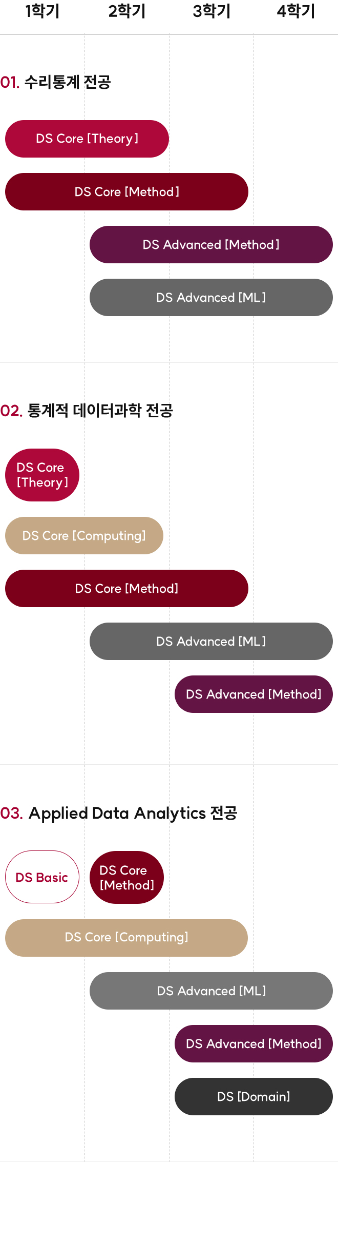 데이터사이언스플러스 DS+ 전공별 커리큘럼